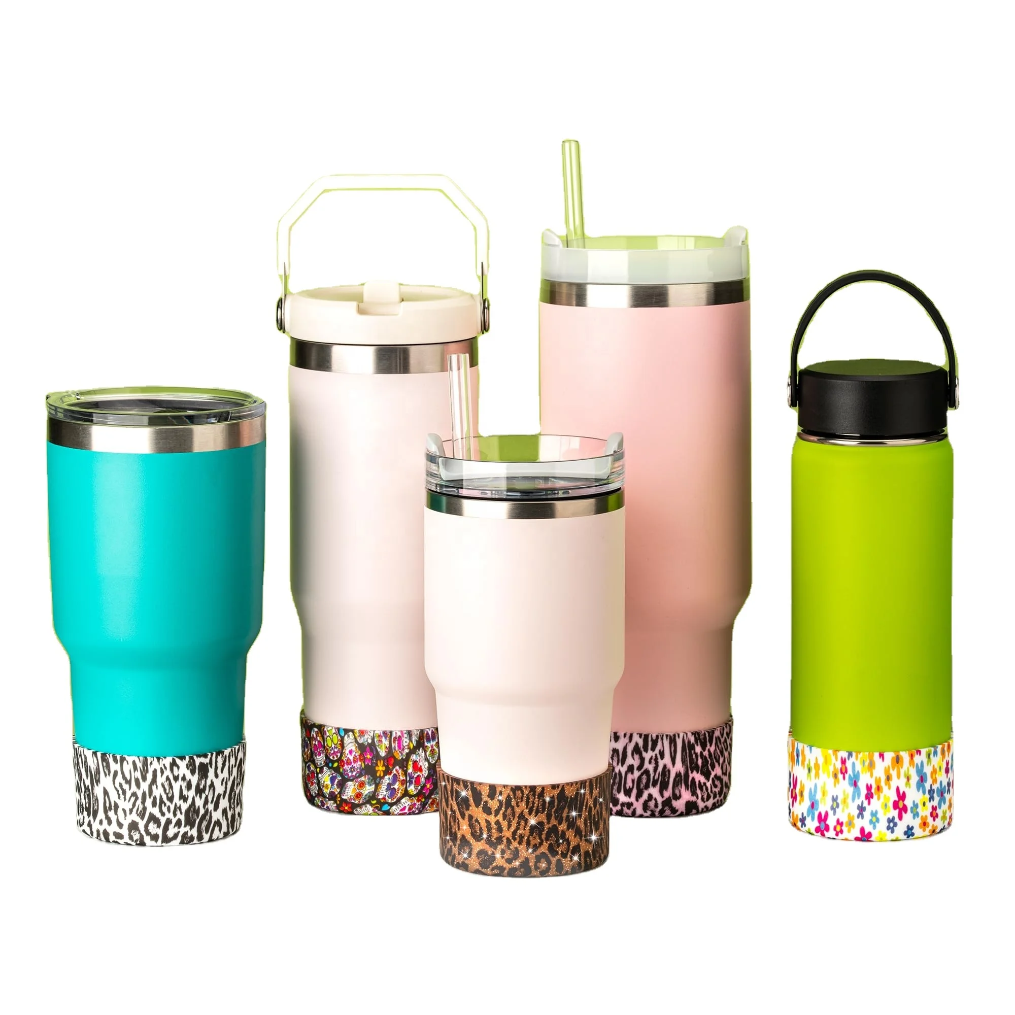 Ready To Ship Water Transfer Printing Silicone Boots 30oz 40oz Tumbler Print Silicone Sleeves Glass Sports Bottle Protect Boots