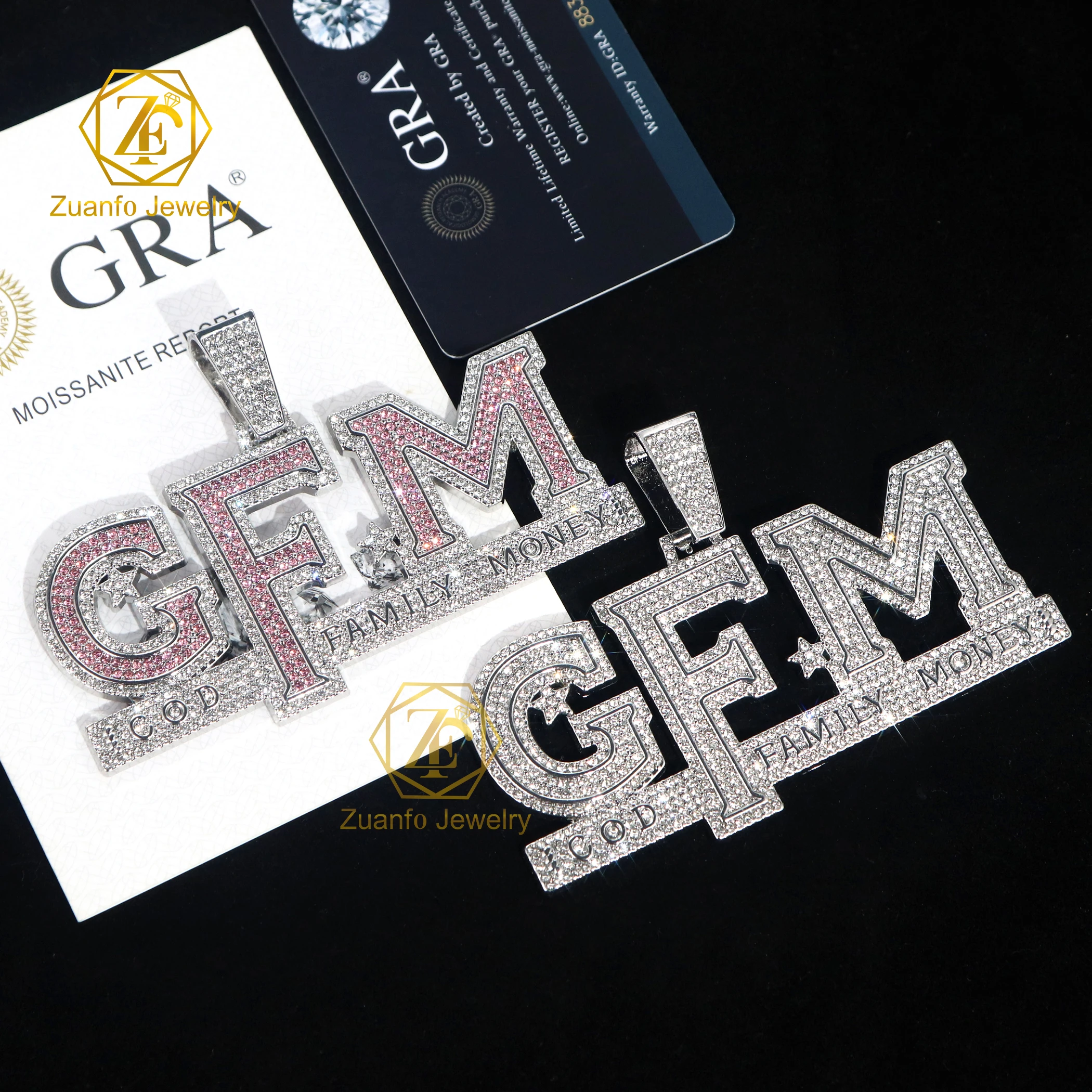 Custom Iced out Hip Hop Style Moissanite Letter Pendant 925 Sterling Silver Jewelry with Moissanite Pendant Charm