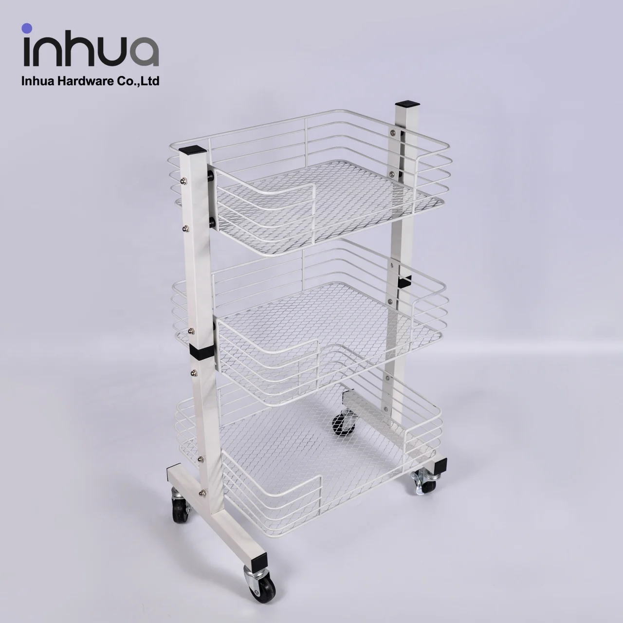 
Amazon hot sale rolling storage rack three layers removable storage cast household and kitchen cart 