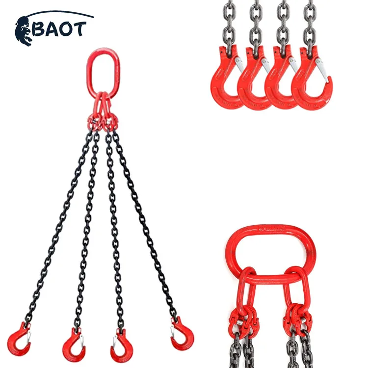 Four Legs G80 Industrial Powder Coated Alloy Steel Drum Lifter Lifting Chain Sling