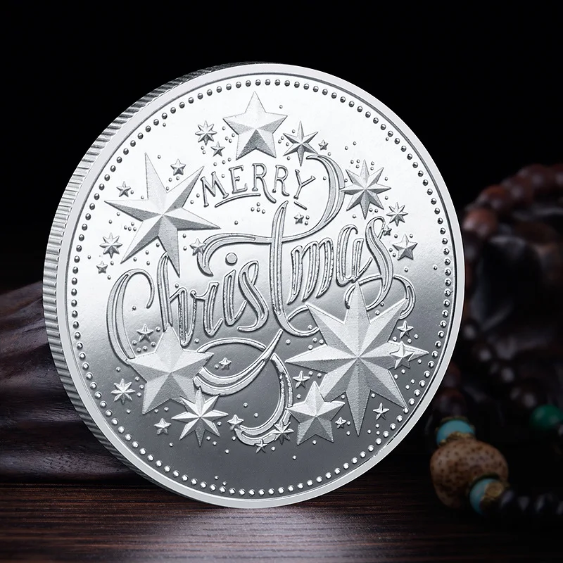 Santa Claus Wishing Coin Collectible Gold Plated Souvenir Merry Christmas Commemorative Coin for Happy New Year Gift
