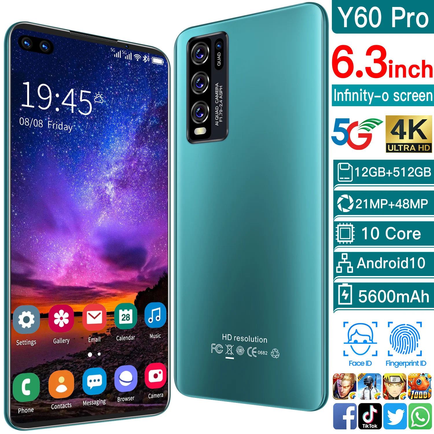 Оптовая Продажа Модный Самый дешевый Android телефон Y60 pro MTK 10core 8 ГБ + 256 6 3 дюймов HD экран 13 МП 24 4000 мАч