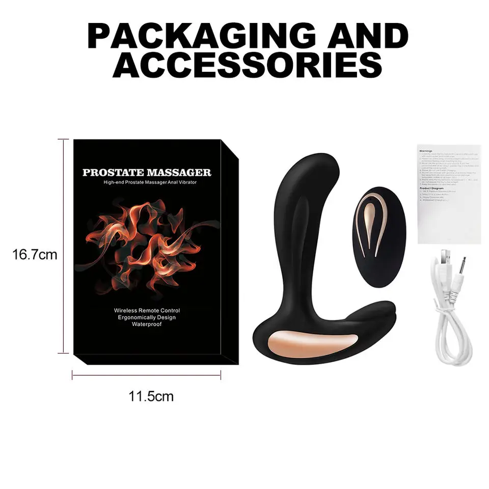 Newest Silicone anal plug vibrator vibrating butt plug 12 speeds 10 meter wireless control Prostate Massager