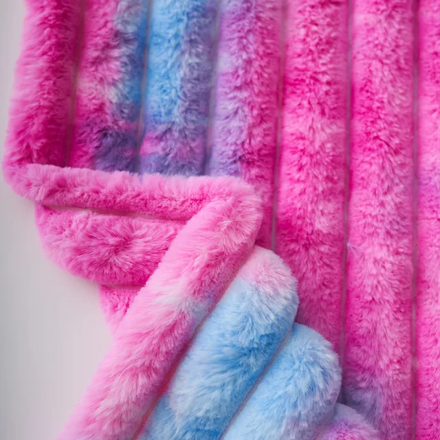 RL PV Plush tie-dye colorful Rabbit Fur Faux Mink Fur Cheap vintage velvet fabric for clothes clothing by the yard clearance