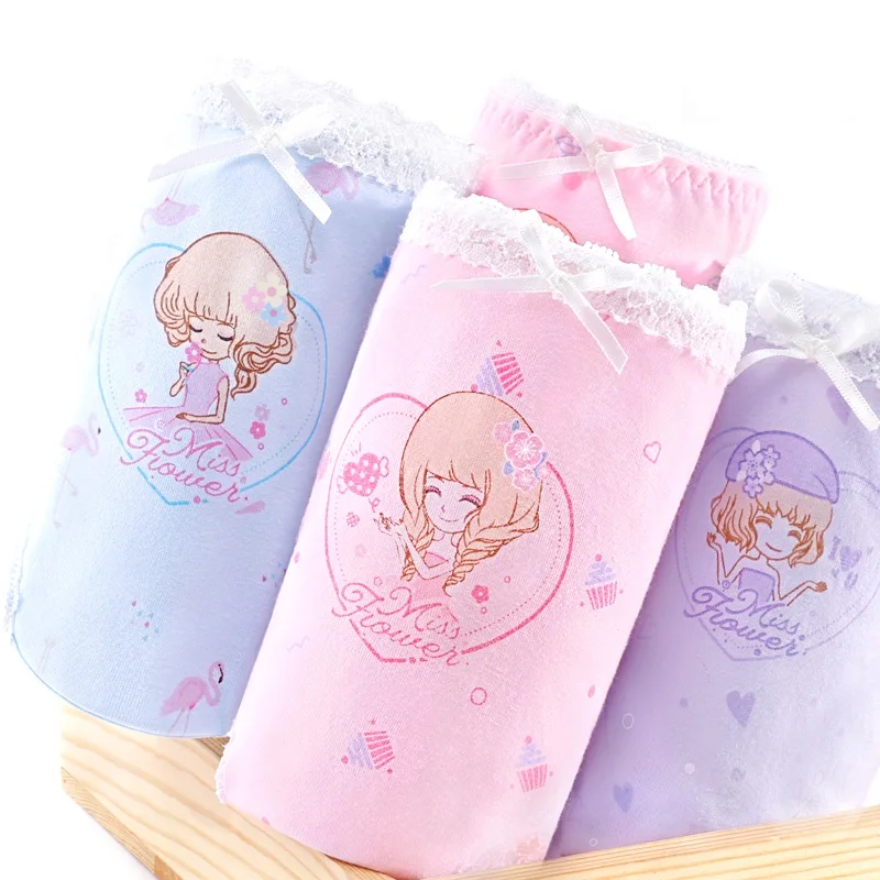 flower girls new design 4pcs baby girls panties modal lace briefs kids underwear