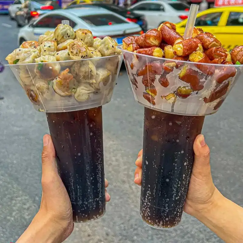 Factory Supply High Quality Wholesale Plastic Disposable Meal Container Plastic Cup With Snack Tray
