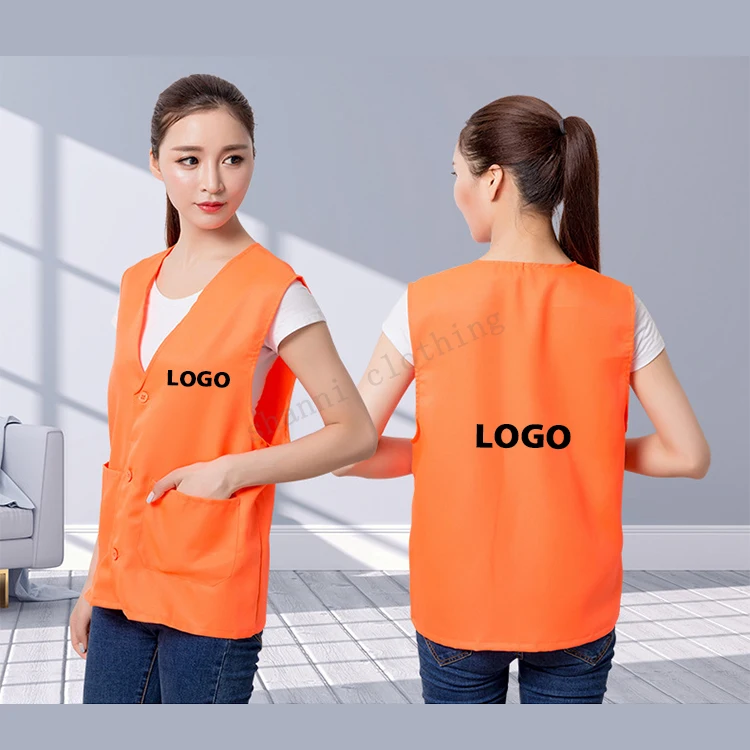 Customized Logo Polyester Supermarket Uniform Work Volunteer Vest With Logo design Custom Promotional Advertising Volunteer Vest