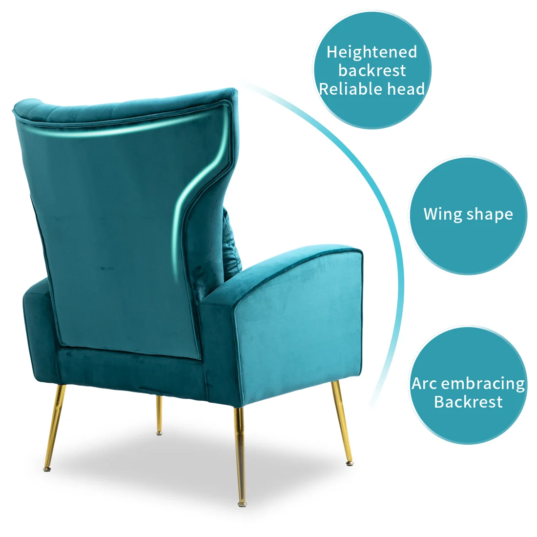 High Quality Modern  Luxury Wood Frame Velvet Fabric Backrest and Seat Cushion Removable Arm Chairs Living Room Home Furniture