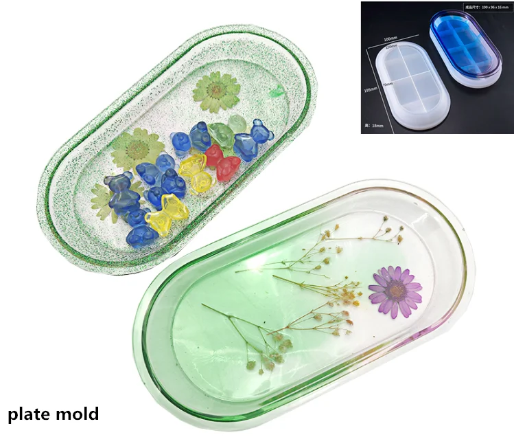  1044 DIY Silicone Oval Plate Molds Mini Rolling Tray