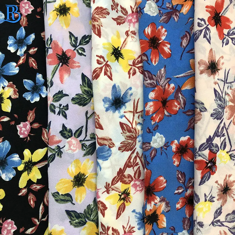 75D Como Moss Crepe Printed With Pleated Chiffon Print Fabric For Dress Trousers Skirts