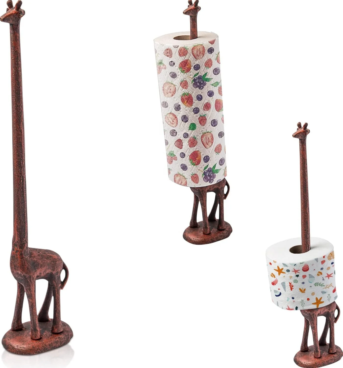 Home Decoration Cast Iron giraffe freestanding toilet Paper holder metal animal paper holder for kitchen gift