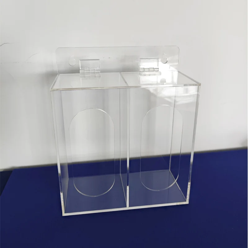 4 bins clear acrylic bulk gloves dispenser, perspex gloves storage case