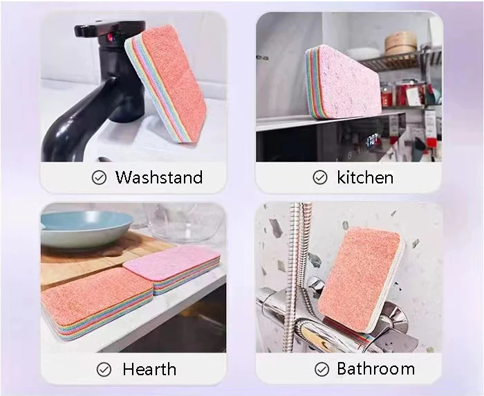 Kitchen Replaceable Rainbow Microfiber Cleaning Rug Multi-purpose Soft 12 Layers Rags Cloths dust remover bath pva magic sponge