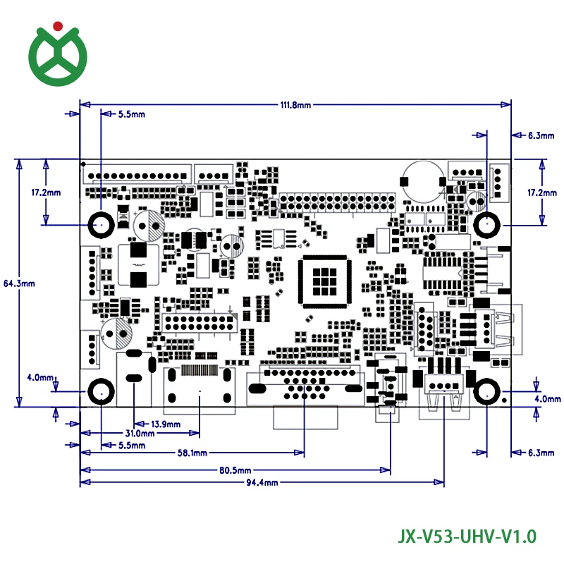 JX-V53 HD LCD controller board HDMI+2USB+AV USB touch/upgrade and 232 serial port functions
