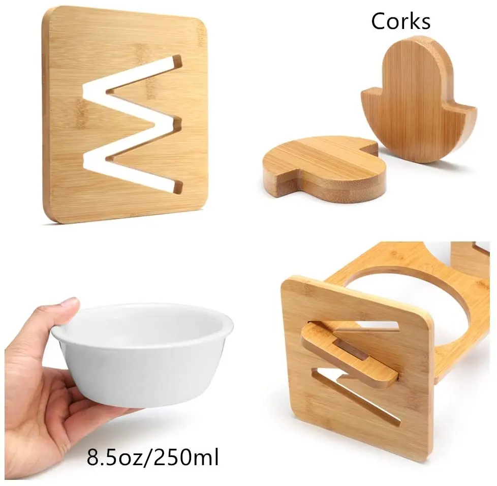 
RoyalCare Raised Pet Bowl for Cats and Small Dogs,Adjustable Elevated Dog Cat Food and Water Bowl Stand Feeder with 2 Ceramic Bo 