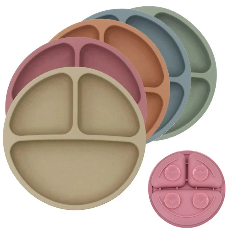 Custom Logo BPA Free Baby Food Set Kids Dinnerware Soft Feeding Set Silicone Plate Baby Feeding bowl Silicone Baby Products