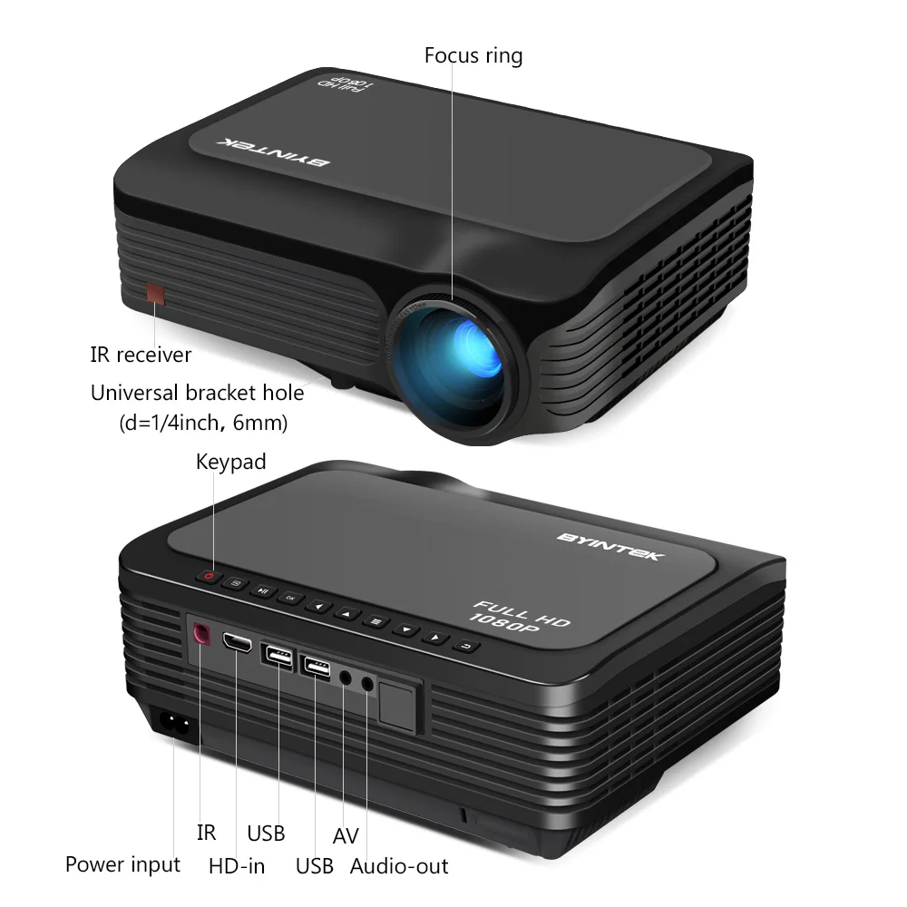 16 Year Factory BYINTEK K18 Cheapest Full HD 1080P Mini Smart Projector Android Mobile Portable Game LCD LED 3D Proyector