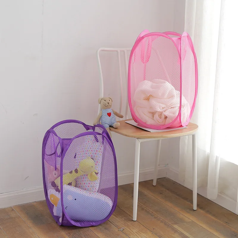 Home Laundry Bag House Breathable Bag Household Washing Room Dirty Clothes Bin Clothes Storage Foldable Mesh Laundry Basket