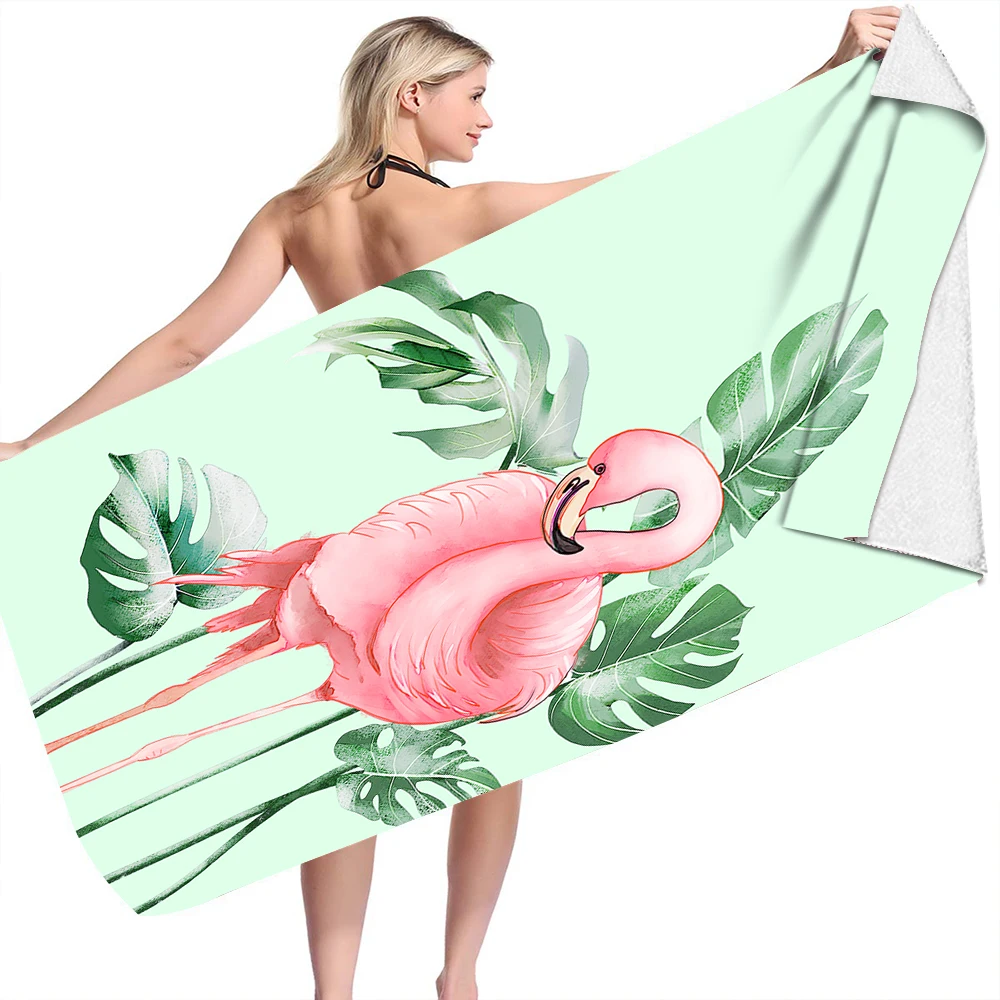 Funny Organic Microfiber Imprint Beach Towel Flamingo Luxury Multi Functional Foldable For Yoga Mat Beach Towel