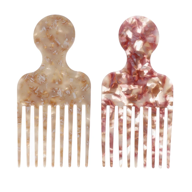 4mm thickness korea japan design afro handle Engraved custom logo  tortoiseshell afro hair salon curl hair combs  for women