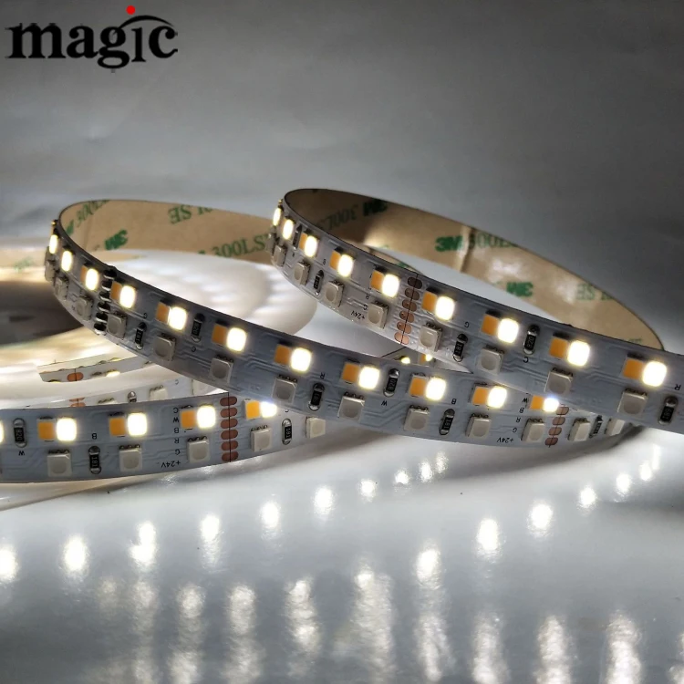 Двухрядный RGBWC 5 в 1 270 светодиод Ra95 Ra97 2200K 2700K 3000K 6000K 12 В 24 SMD5050 RGB SMD2835 RGBW CCT двойная белая светодиодная лента