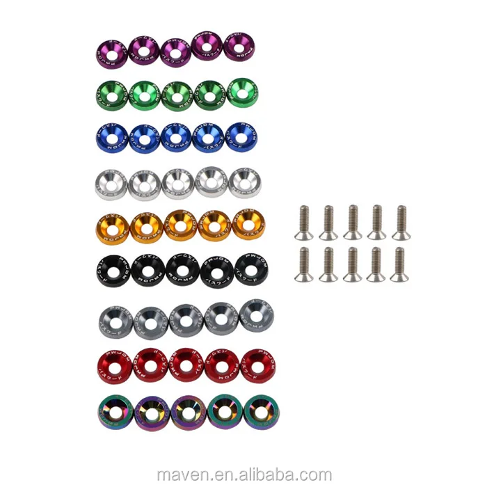 M6 M8 Car Truck Motorcycle JDM Aluminum Fastener Screw Washer Bolt 10pcs/Pack