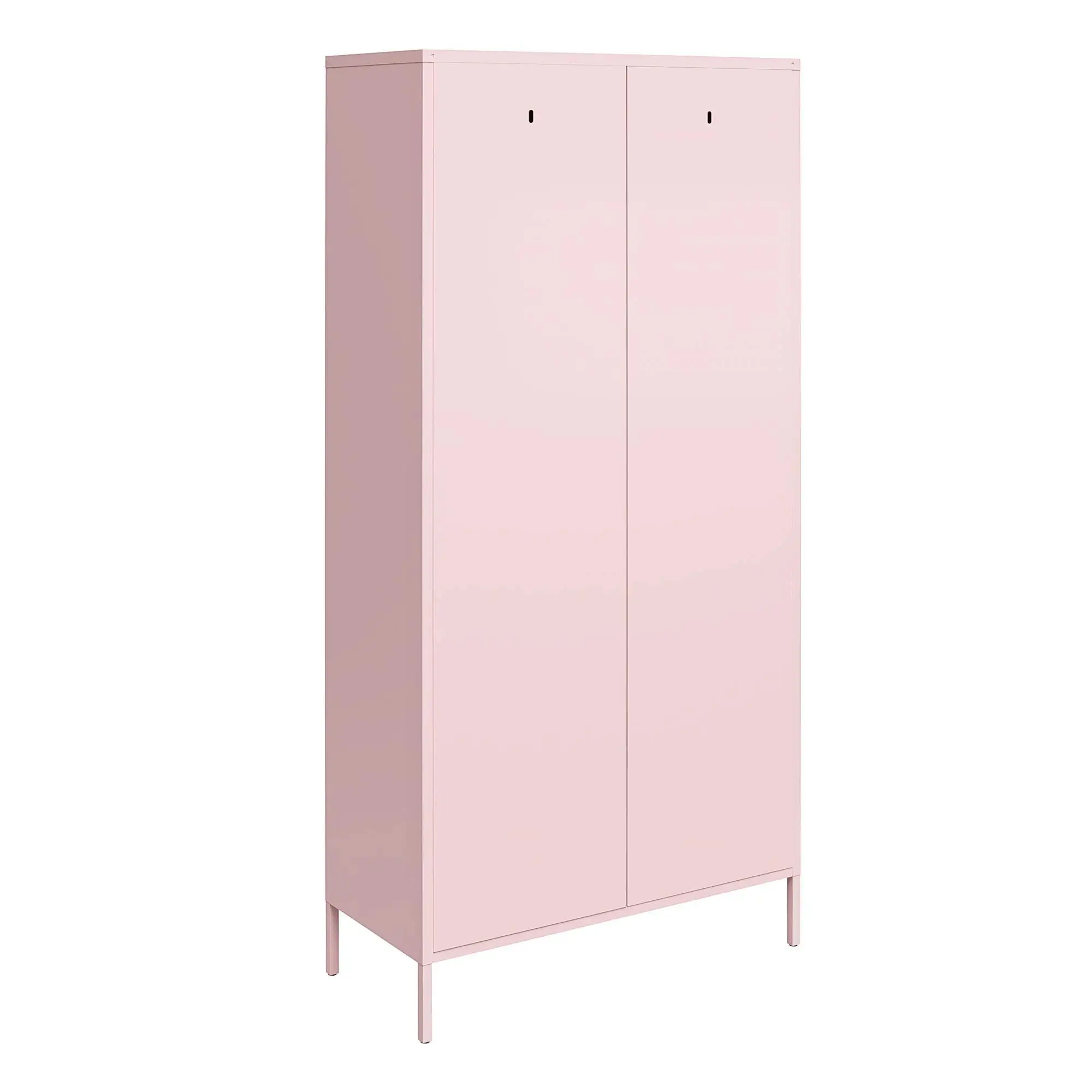Hot selling metal cabinet 2 door clothes storage modern locker armoire dresser white pink steel wardrobe