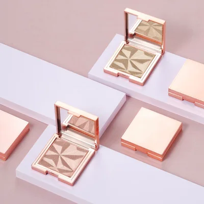 Private label glitter single pressed high lighter makeup shimmer bronzer face pigment cosmetics illuminator highlighter palette