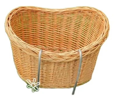 Factory Direct Hand Weaving Removable Wicker Bicycle Basket With Leather Strips