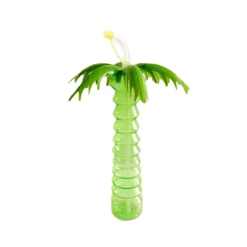 Disposable Clear Cute Plastic Palm Tree Cup with Straw