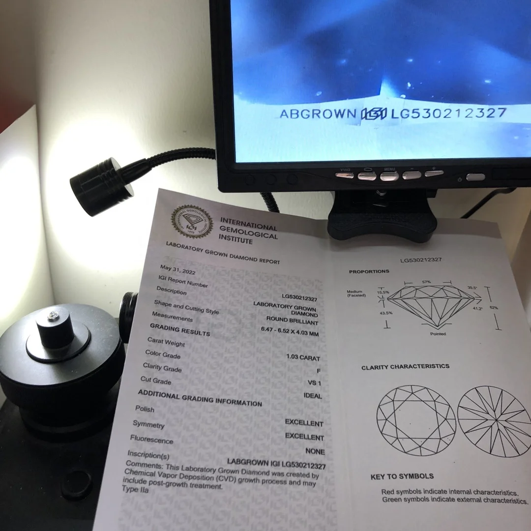 100% Carbon DEF Color VVS1 Perfect Polished GIA Certificate for Jewelry Accessories Synthetic Lab Created Diamond