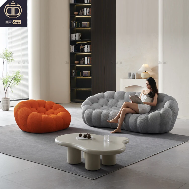 grey small modern puff bubble comfy living room sofa couch set furniture 2 seater 3d mesh roche bobois bubble couch