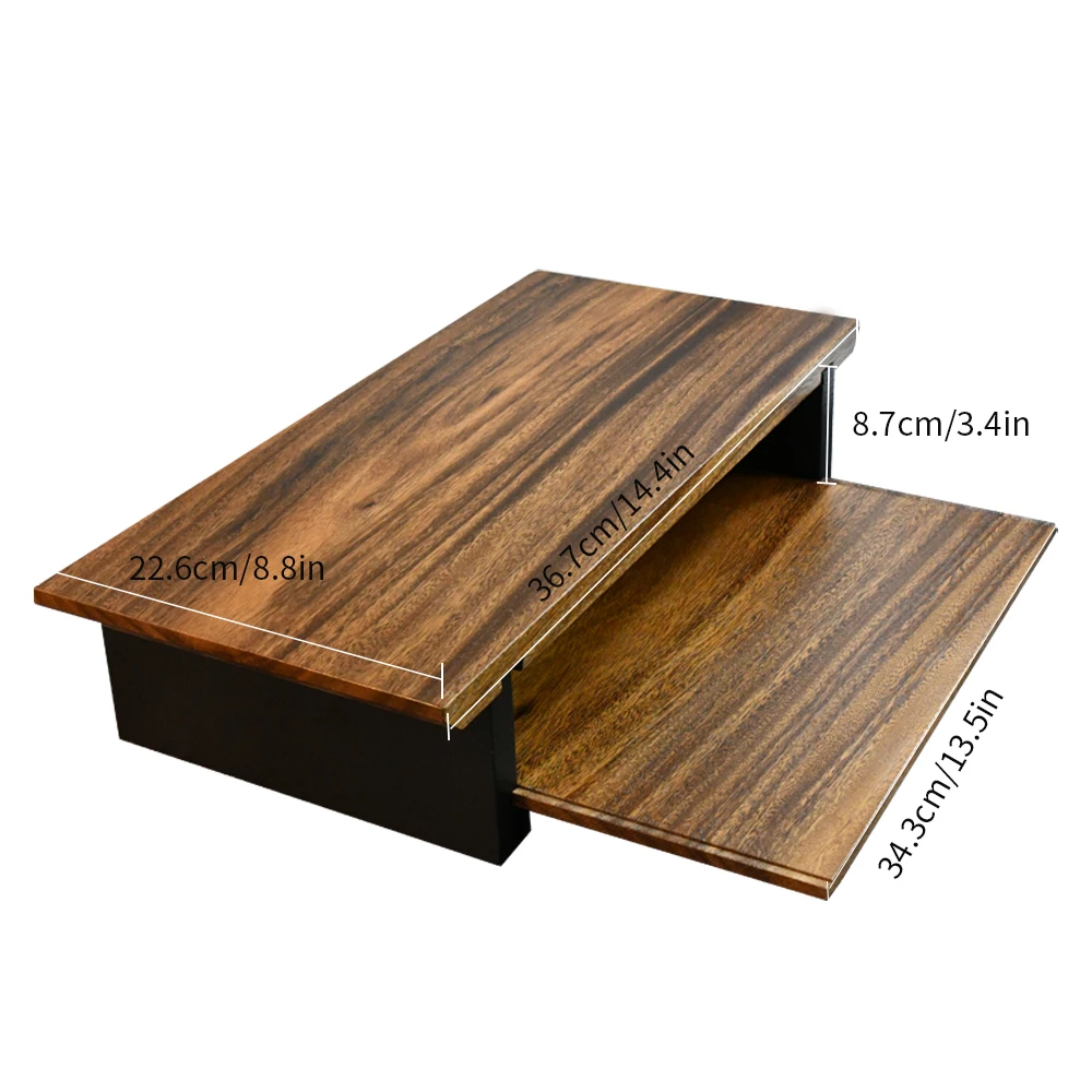 Luxury 2 Layer Walnut Wood Portable Laptop Computer Holder Rack Desk Bamboo Keyboard Storage Tray Monitor Stand Riser for Office