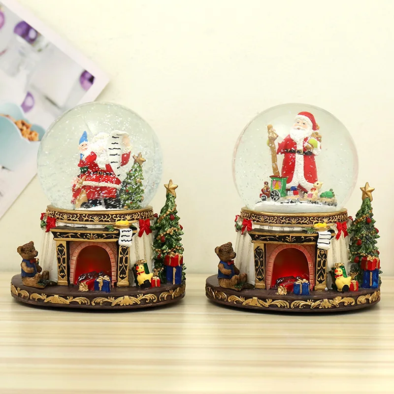 Custom Christmas crystal ball large light music automatic snow Santa Claus glass decoration foreign trade Christmas SNOW GLOBES