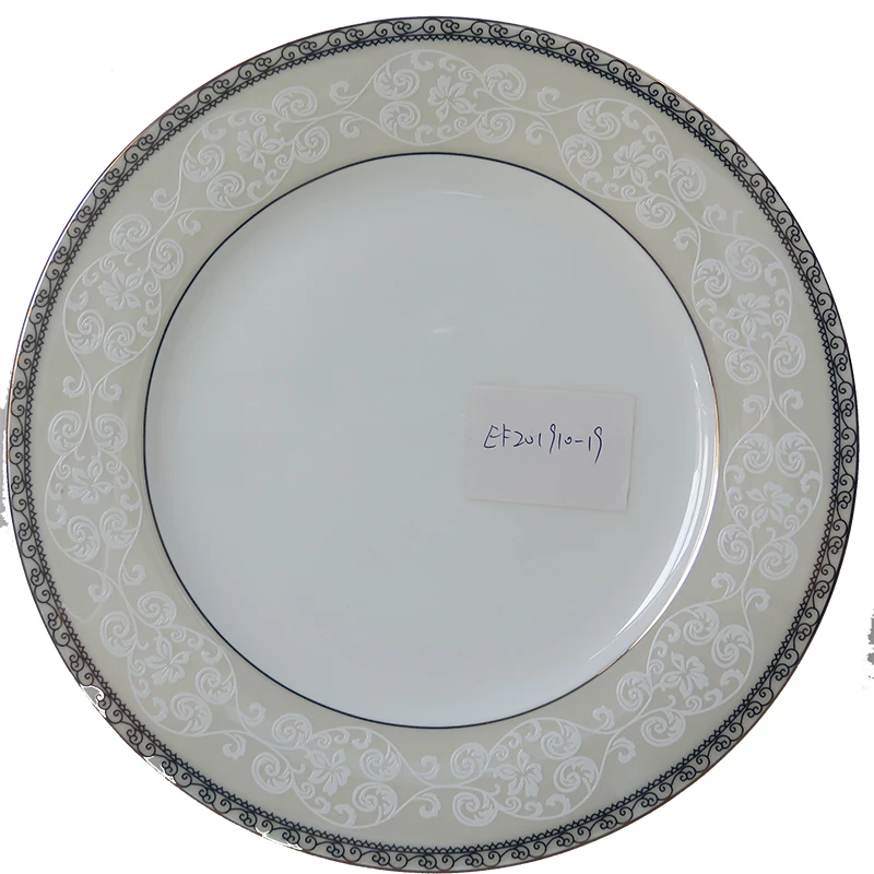 cheap price home used 10 inch porcelain dishes sets decal customized ceramic dinner plate sets bone china tablewares