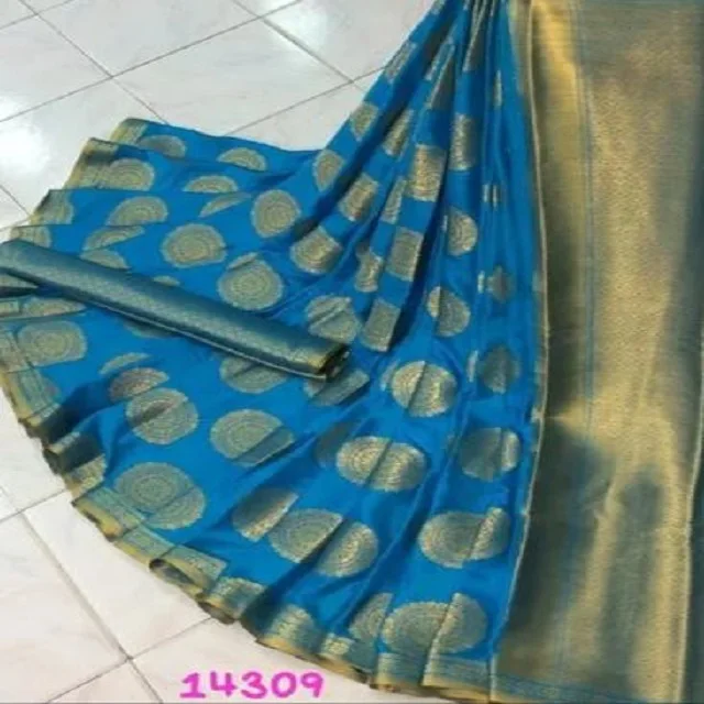 Indian Ethnic Wear Soft Banarasi Silk Saree With Weaving with Heavy Pallu and Same Weaving Border with Same Blouse for Women