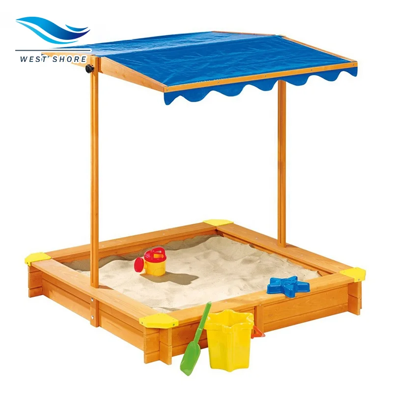 Kindergarten Outdoor Play 2 In1 Sandbox Large Storage Space Preschool Furniture Wooden Sandpit With Seats for Children