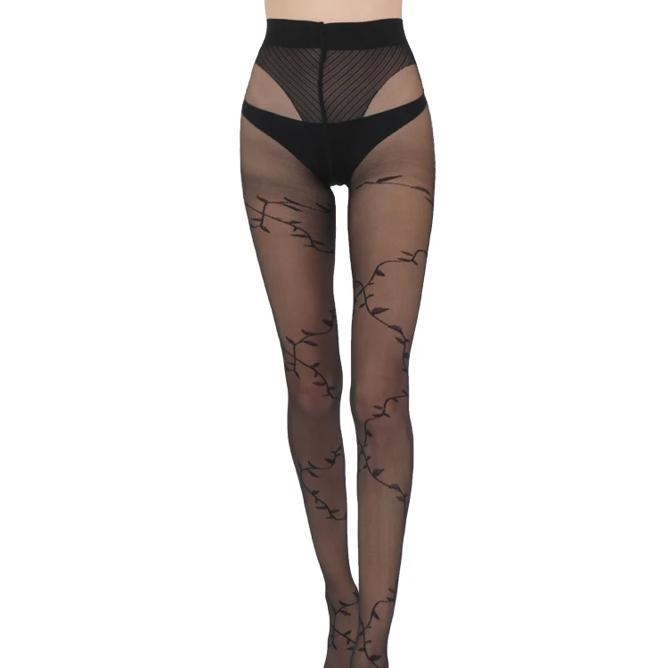 
Custom logo Women Sexy Lace Patterned Tights pantyhose stockings 