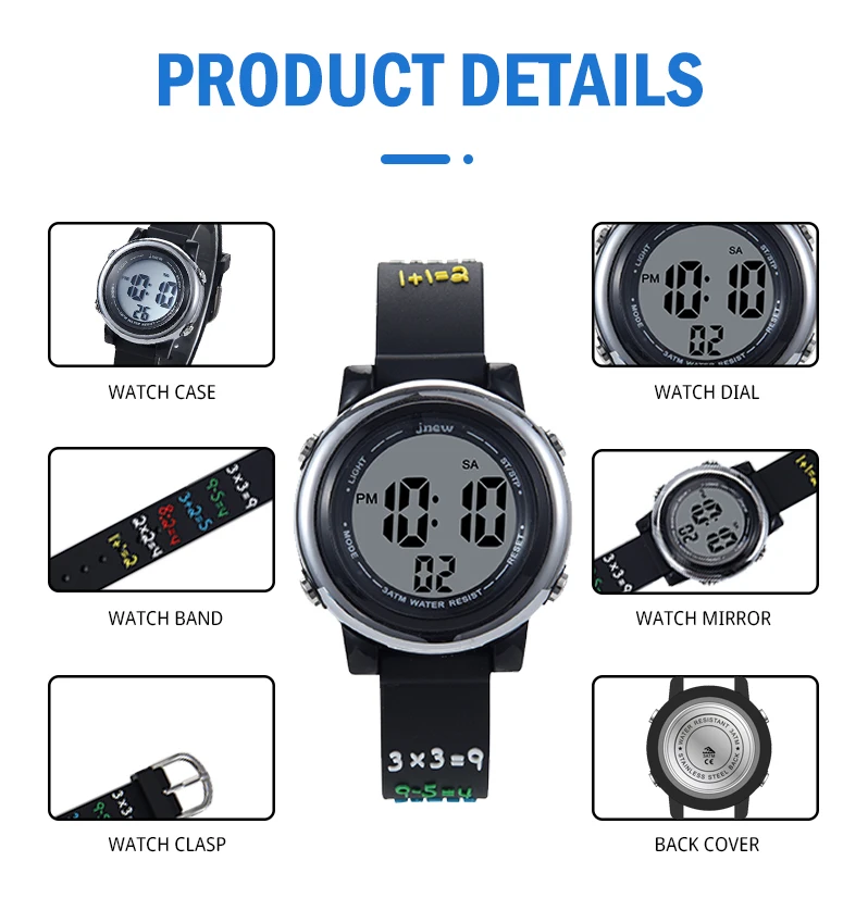 China Sport Electronic LED Light Watch Kids Waterproof Luminous Shock Resistant Buckle Clasp Power Reserve Feature Case PC