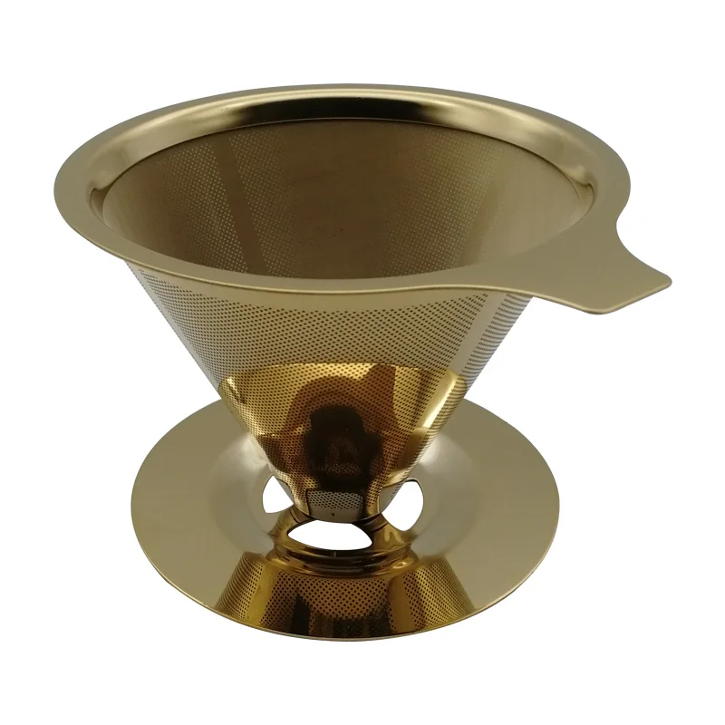 Stainless Steel Pour over Coffee Dripper Paperless Double Mesh Design Slow Drip Manual Coffee Filter