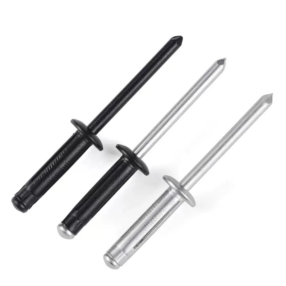 Custom Din7337 Open Type Black  Domed Head Steel Stem Break Pop 6mm 4.8 mm Aluminum 1/8 x 1/2 Blind Rivet Open Blind Rivets
