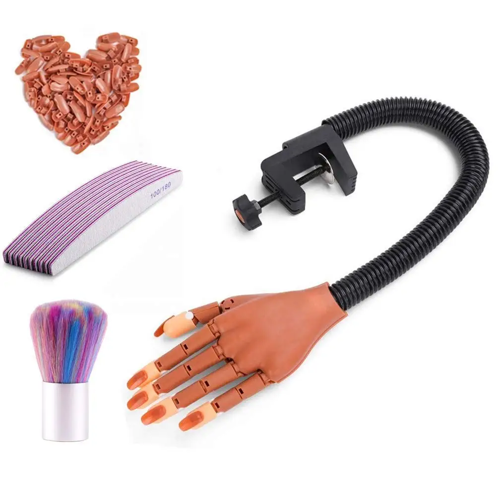 Practice Hand for Acrylic Nails, Flexible Manican Hands for Nails Practice, Movable Nail Mannequin Hand with 300 PCS Nail Tips