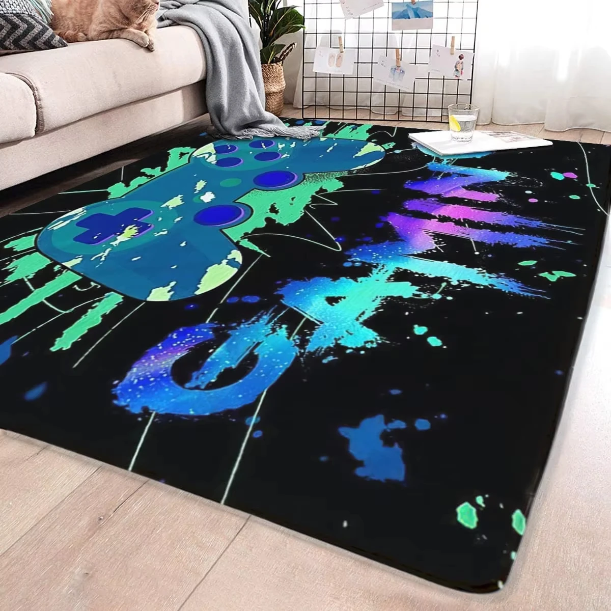 High Quality Home Carpet Cyberpunk Gaming Style Trendy Teen Washable Area Rug