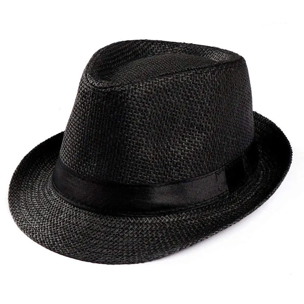 
Unisex Straw Sunhat Beach Hat Cuban Trilby for Women Men 