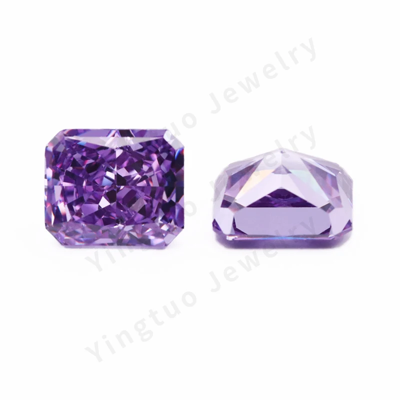 Custom Purple Radiant Shape Ice Cut Cubic Zirconia High-carbon Diamond Crushed Ice CZ Stone