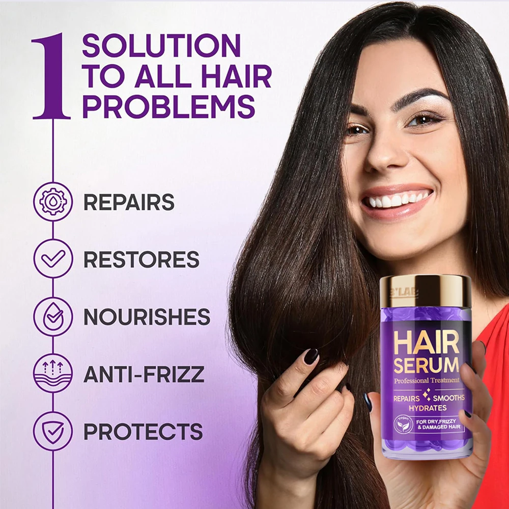 Keratina Hair Treatment Hair Oil Serum Capsules OEM Vitamin C B5 Scalp Serum With Moroccan Macadamia Avocado Oil for Hair Smooth
