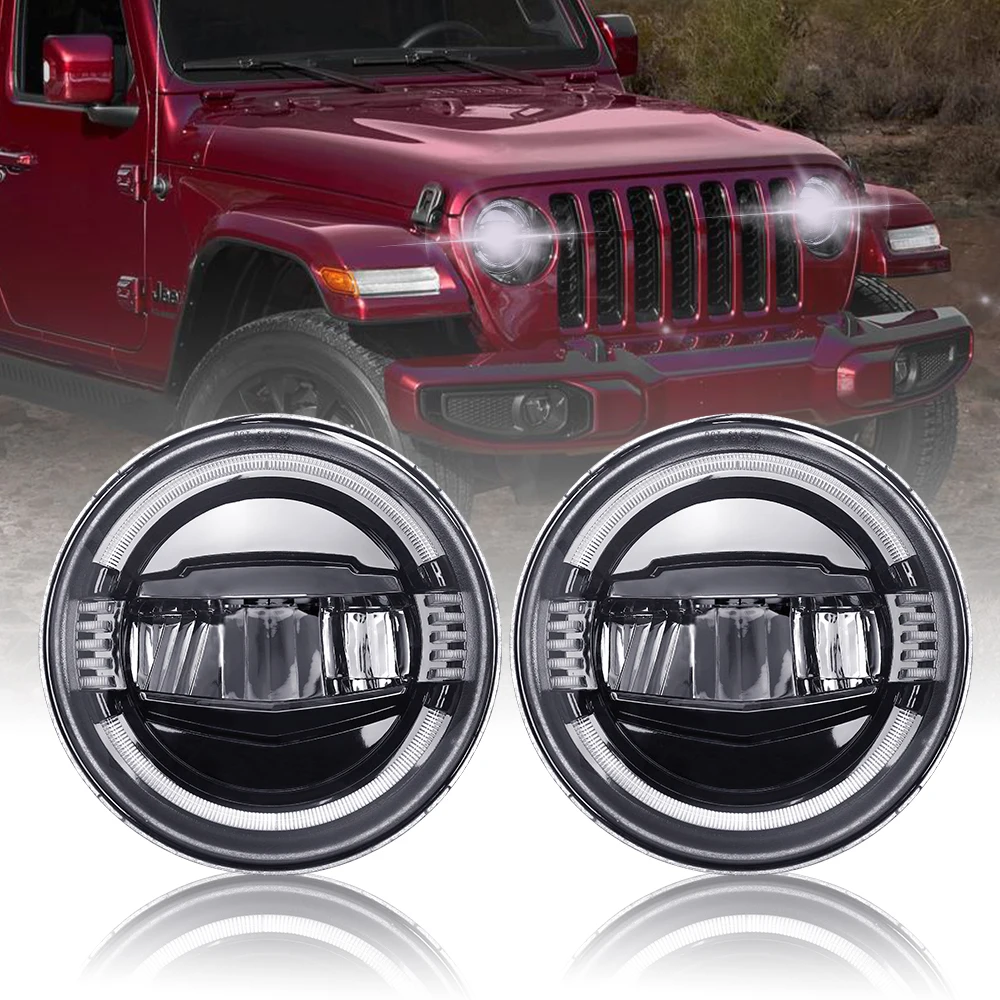 7Inch Headlight For Jeep Wrangler Jk 2007-2017 Hummer Driving Light Turn On A Touch Of Blue Drl Amber Light For Indian Thar Jeep
