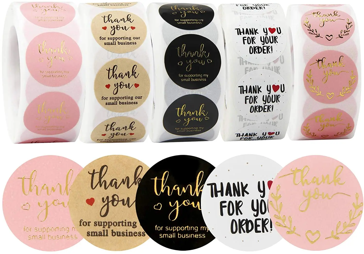 Wholesale High Adhesive Black And Silver Font Waterproof Round Thank You Sticker Notes