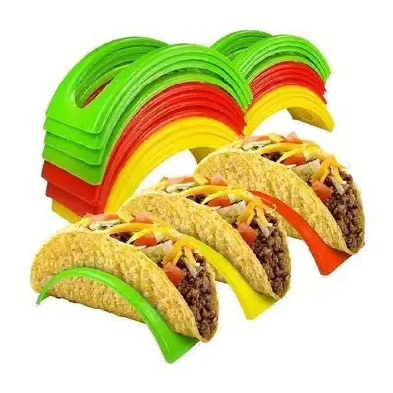 New 2023 Cheap set of 6 Taco holder Stand plastic taco tray party serving plate set for tortillas burritos  BPA Free dishwasher