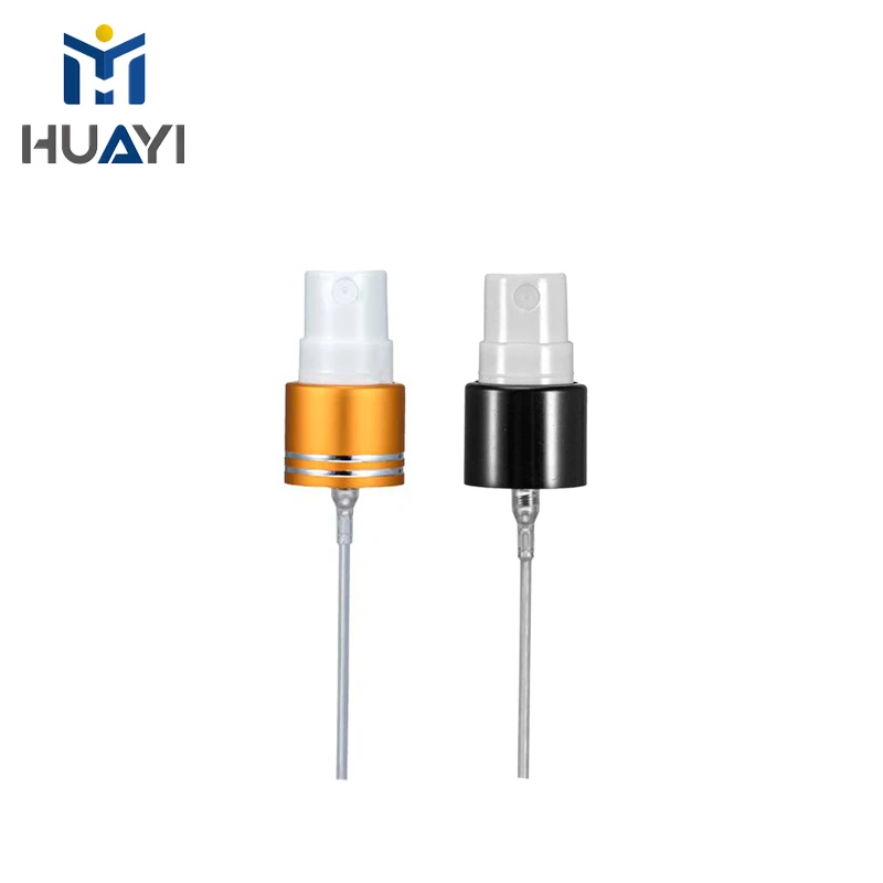 HUAYI Manufacture 16/410 Aluminum Screw Fine Mist Perfume Sprayer With Rings Plastic Spray Pump